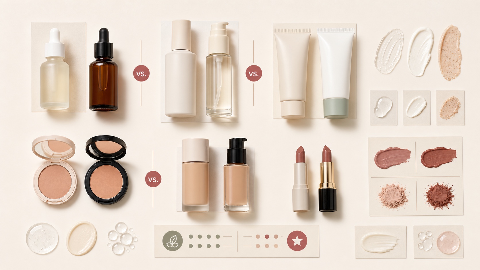 Paired generic beauty products arranged as dupe comparisons.